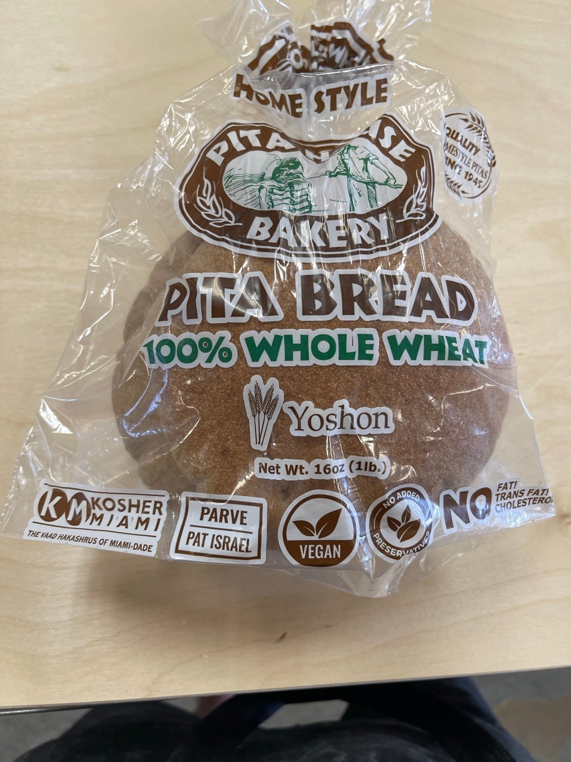 Original Pita House Bakery 100% Whole Wheat pita bag