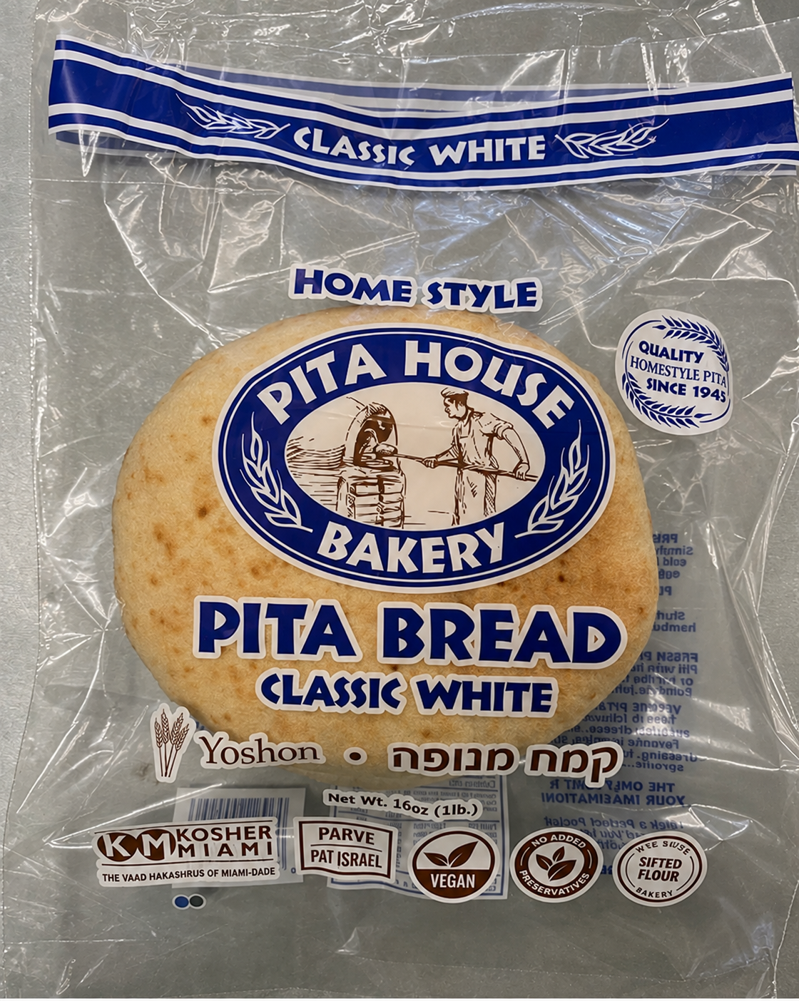 Classic White Pita House Bakery bag with reduced plastic glare